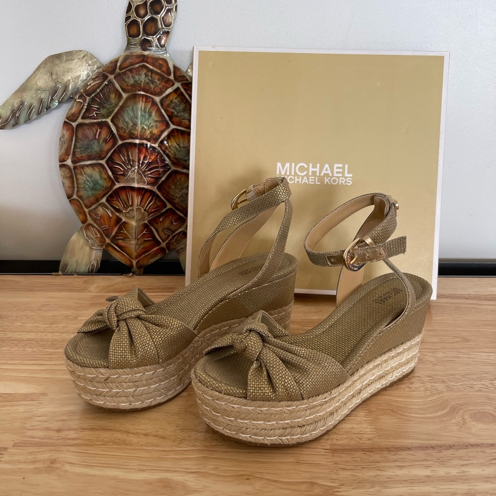 Michael Kors Wedges size 7 Gold Tones